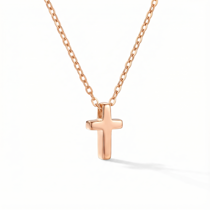 14K Gold Dainty Cross Necklace - Minimal Tiny Pendant