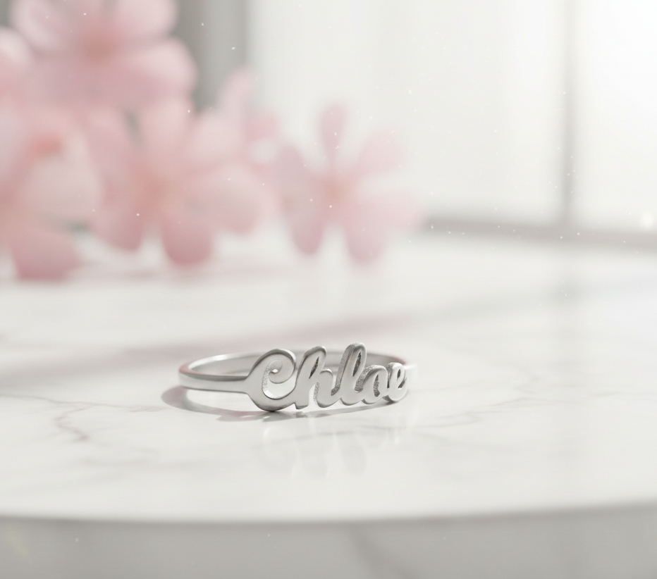 14K Solid Gold Personalized Name Ring – Custom Jewelry