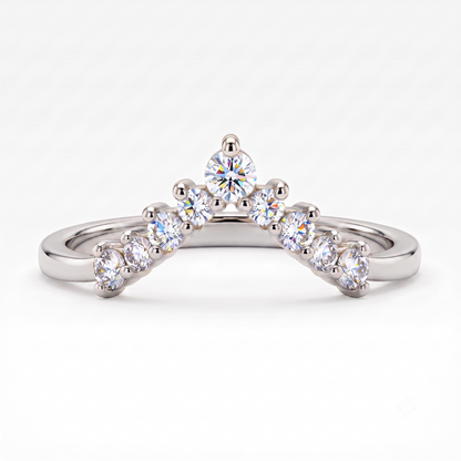0.200 ct V Shape Curved Lab Grown Diamond Wedding Band Ring, 14K Gold