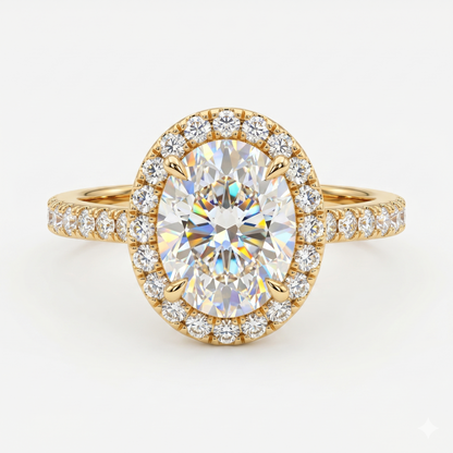 2.00ct Oval cut Halo Lab-Grown engagement ring