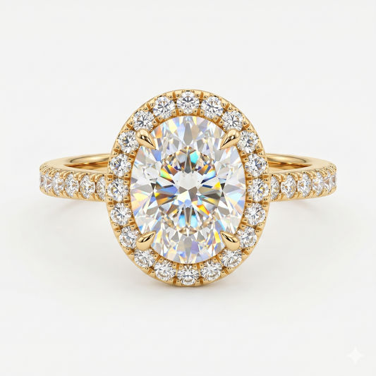 2.00ct Oval cut Halo Lab-Grown engagement ring