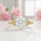 1.30 Ct Hexagon Lab Diamond Engagement Ring - with Infinity Band