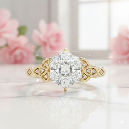 1.30 Ct Hexagon Lab Diamond Engagement Ring - with Infinity Band