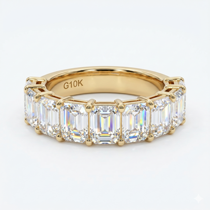 1.50ct Emerald Cut Natural Diamond Wedding Bands 14K Yellow Gold