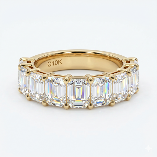 1.50ct Emerald Cut Natural Diamond Wedding Bands 14K Yellow Gold