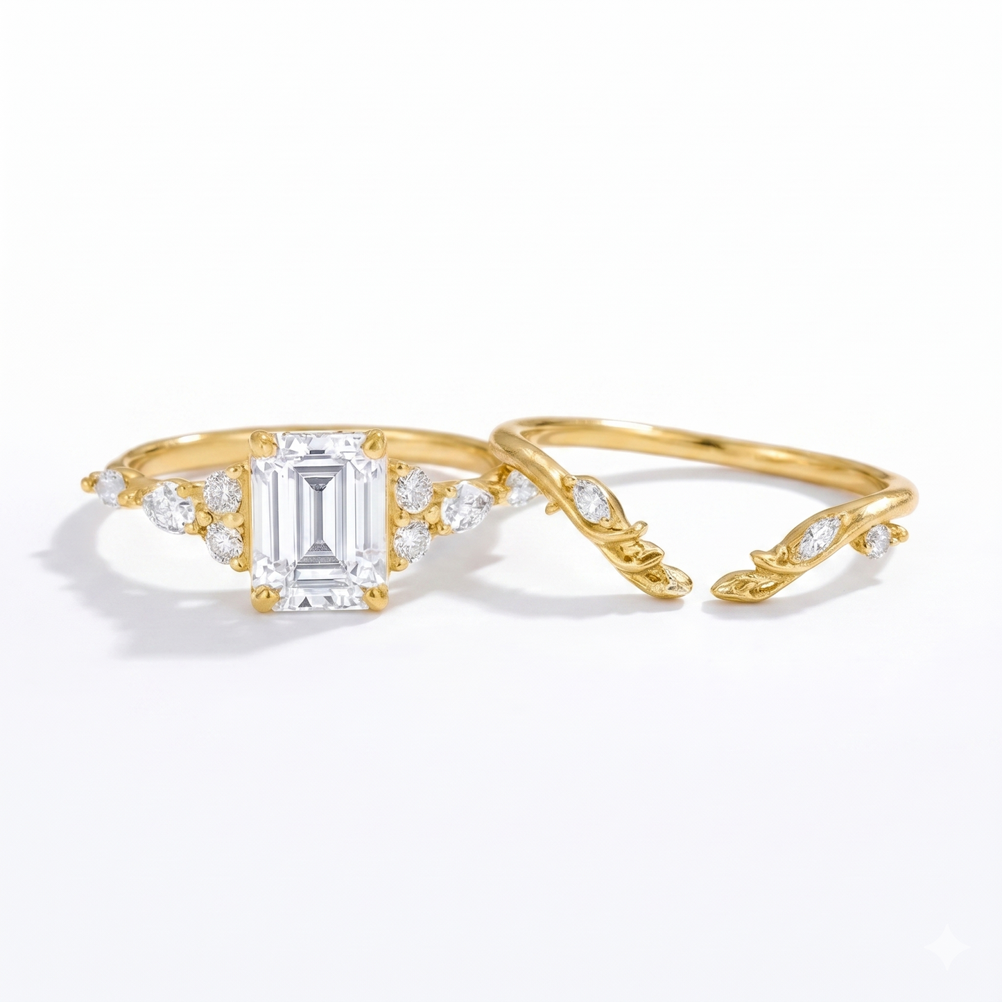 2.30 ct Emerald Lab-Grown Diamond Three-Stone Engagement Ring