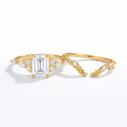 2.30 ct Emerald Lab-Grown Diamond Three-Stone Engagement Ring