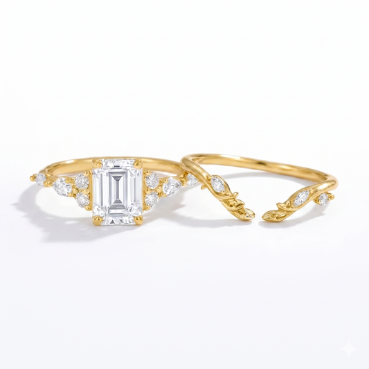 2.30 ct Emerald Lab-Grown Diamond Three-Stone Engagement Ring