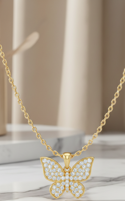 0.30 Ct Lab Grown Diamond Butterfly Pendant Necklace