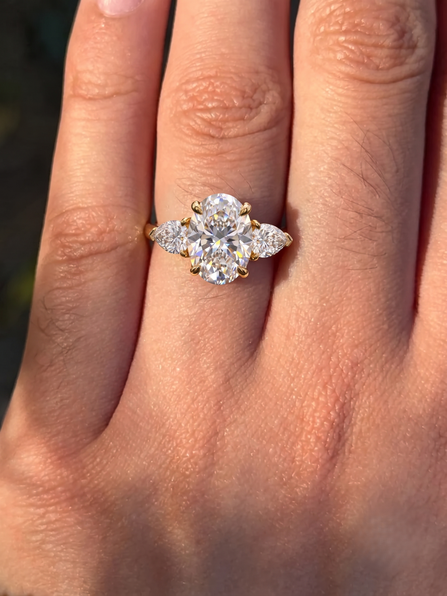 2.60 CT Oval Lab Grown Diamond Three Stone Engagement Ring