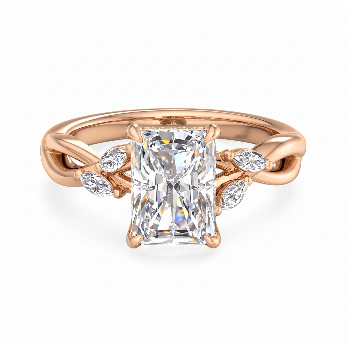 1.5 Carat Radiant Cut Lab Grown Diamond Engagement Ring with Hidden Halo