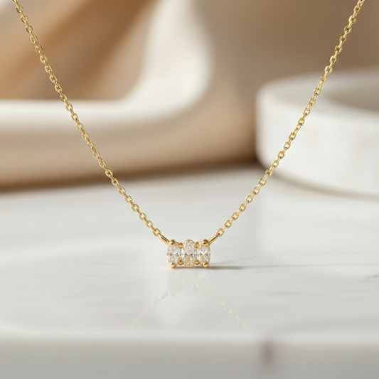 0.300 Ct Dainty  Cluster Necklace • Minimalist Gold Pendant Necklace