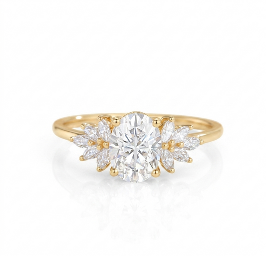1.50 ct Oval Lab-Grown Diamond Cluster Engagement Ring