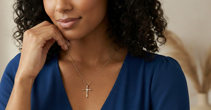 0.100 Ct Lab-Grown Cross Necklace – Solid Gold Pendant