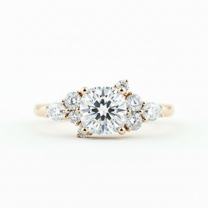 Cushion cut Cluster Engagement Ring for Elegant Brides