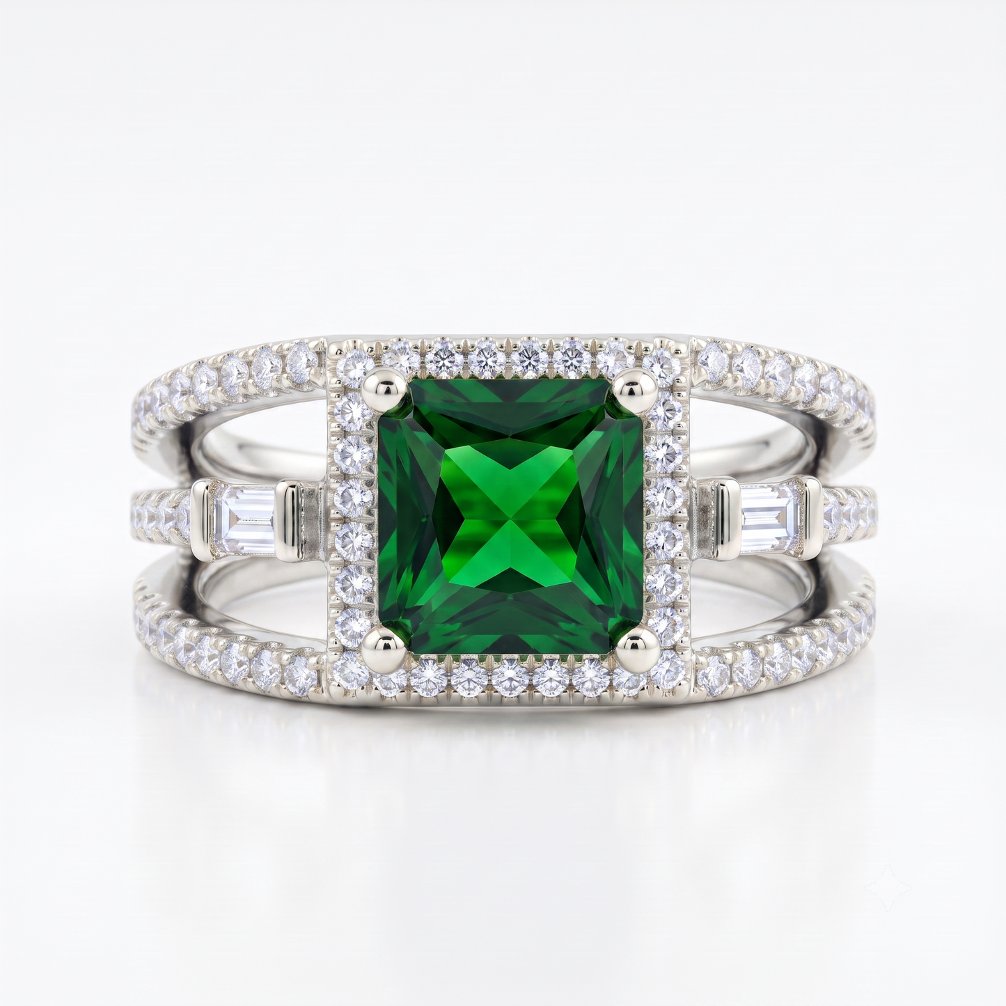 2.00ct Princess cut emerald engagement ring