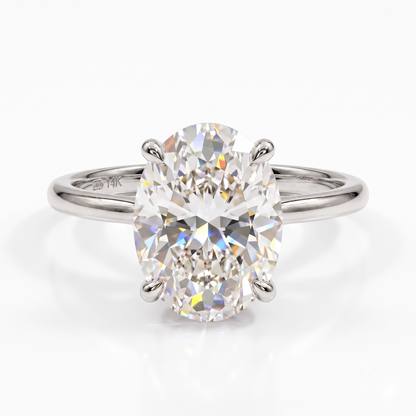 1.00CT Oval Lab Grown Diamond Hidden Halo Engagement Ring