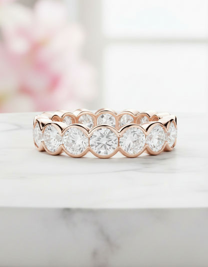 3.04 Ct Lab-Grown Eternity Ring Scalloped Bezel Band