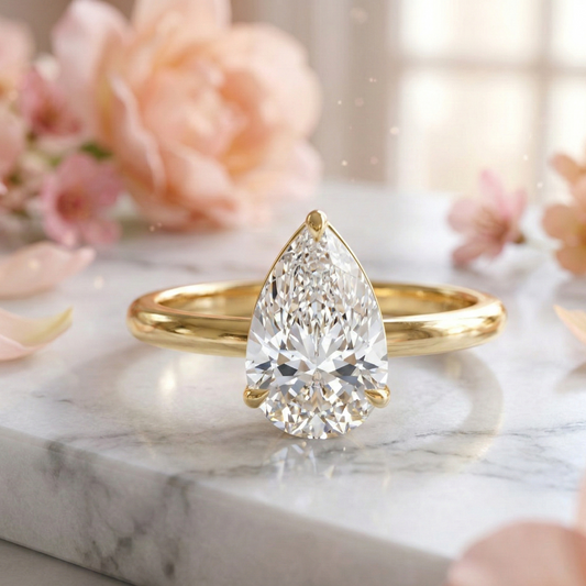 2 Ct Pear Lab Diamond Solitaire Ring