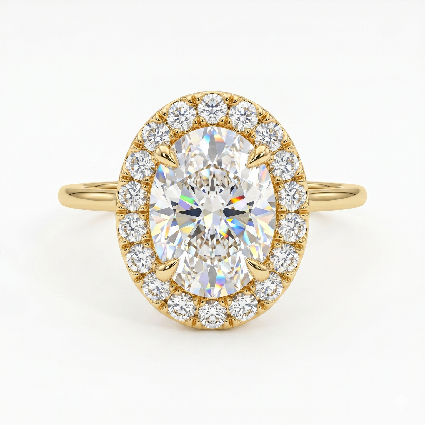 1.0ct Oval Cut Halo Lab-Grown Engagement Ring
