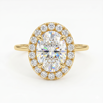 1.0ct Oval Cut Halo Lab-Grown Engagement Ring