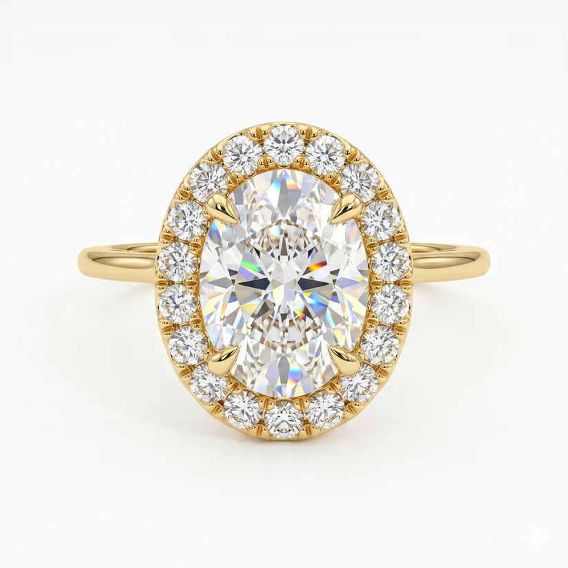 1.0ct Oval Cut Halo Lab-Grown Engagement Ring
