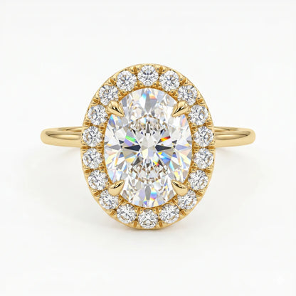 1.0ct Oval Cut Halo Lab-Grown Engagement Ring
