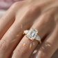 three stone emerald cut ring​


