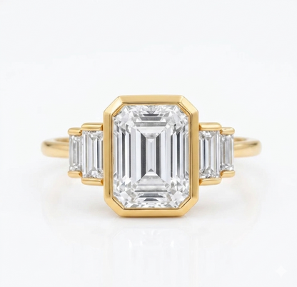 2.05 ct Bezel-Set Emerald Cut Lab Grown Diamond Engagement Ring