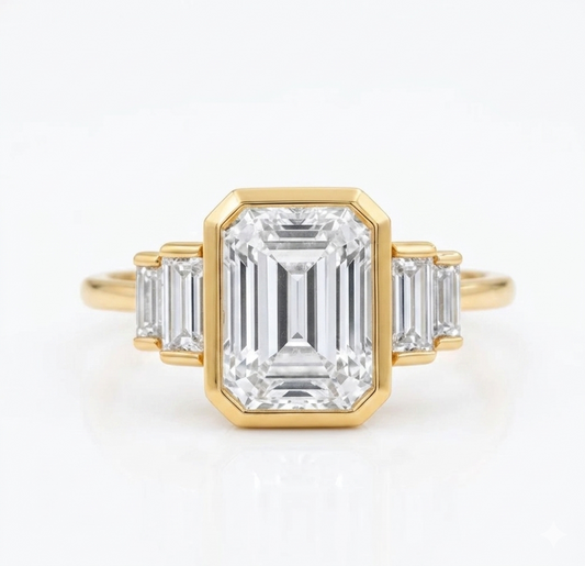 2.05 ct Bezel-Set Emerald Cut Lab Grown Diamond Engagement Ring