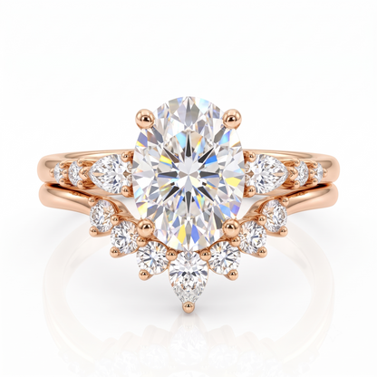 1.710 Ct Oval Cut Lab-Grown Bridal Set Engagement Ring Solid 14K Rose Gold