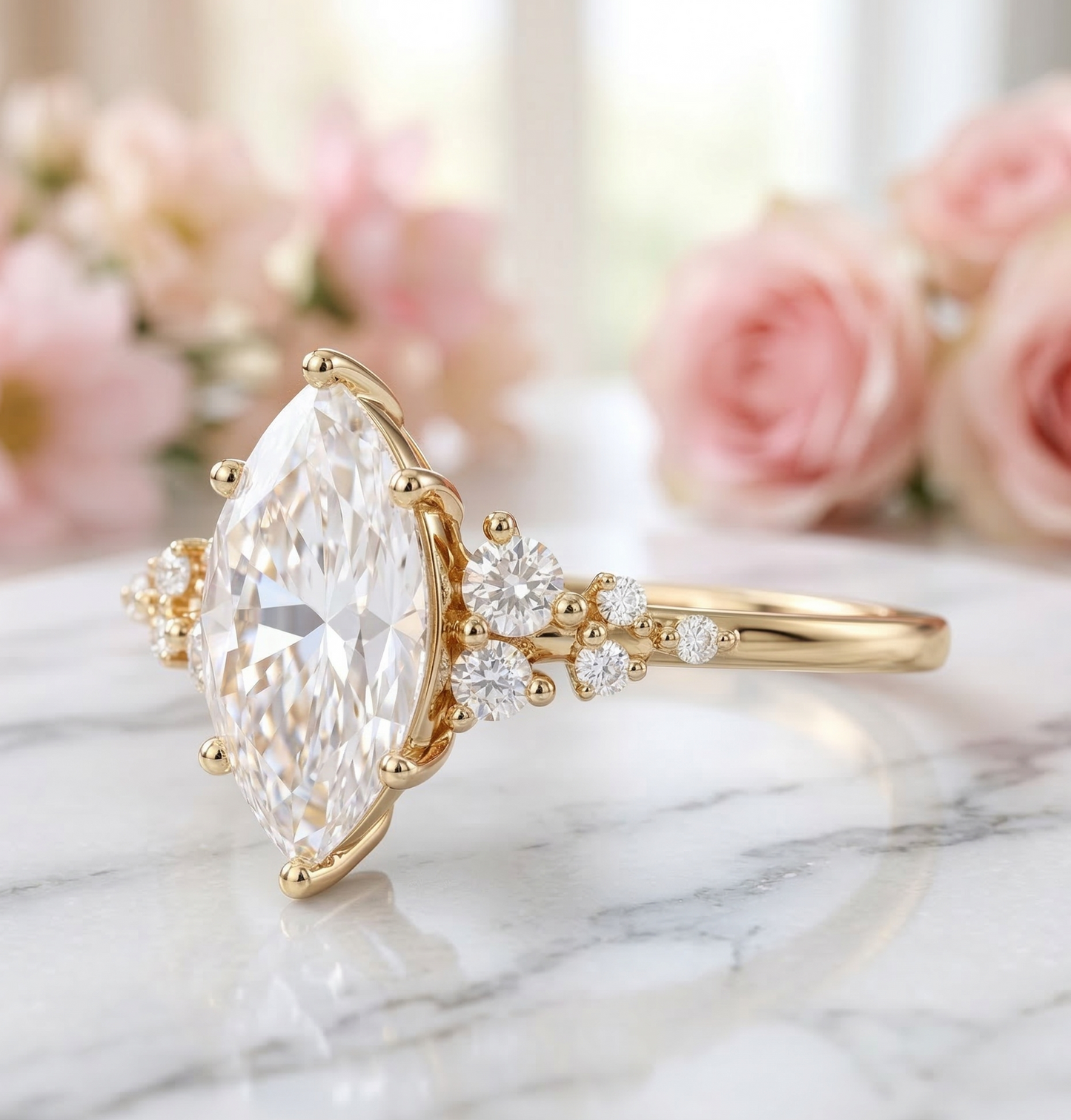 2.16 Ct Marquise Lab Grown Solitaire Engagement Ring
