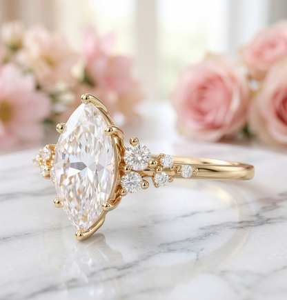 2.16 Ct Marquise Lab Grown Solitaire Engagement Ring