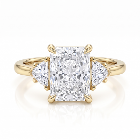1.50 Ct Radiant Cut Lab Grown Diamond Three Stone Ring