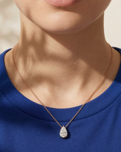 1 Carat Pear Lab Grown Diamond Pendant Necklace