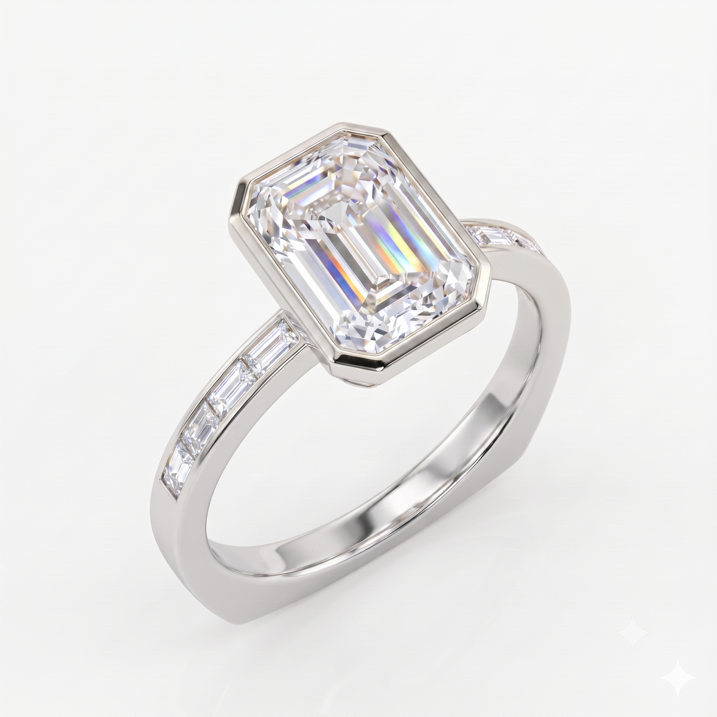 2.00ct Emerald cut Natural Diamond Solitaire Engagement Ring