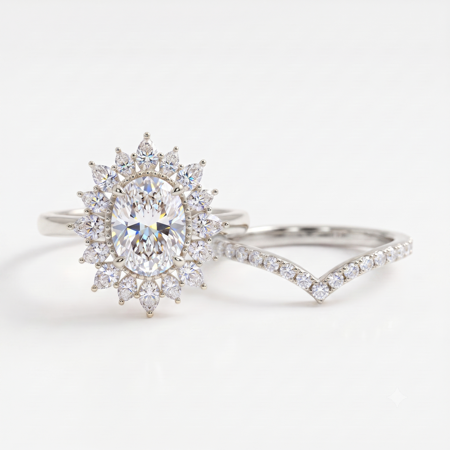 1.60 Ct Oval Lab-Grown Engagement & Bridal Ring Set