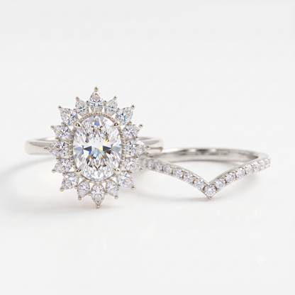 1.60 Ct Oval Lab-Grown Engagement & Bridal Ring Set