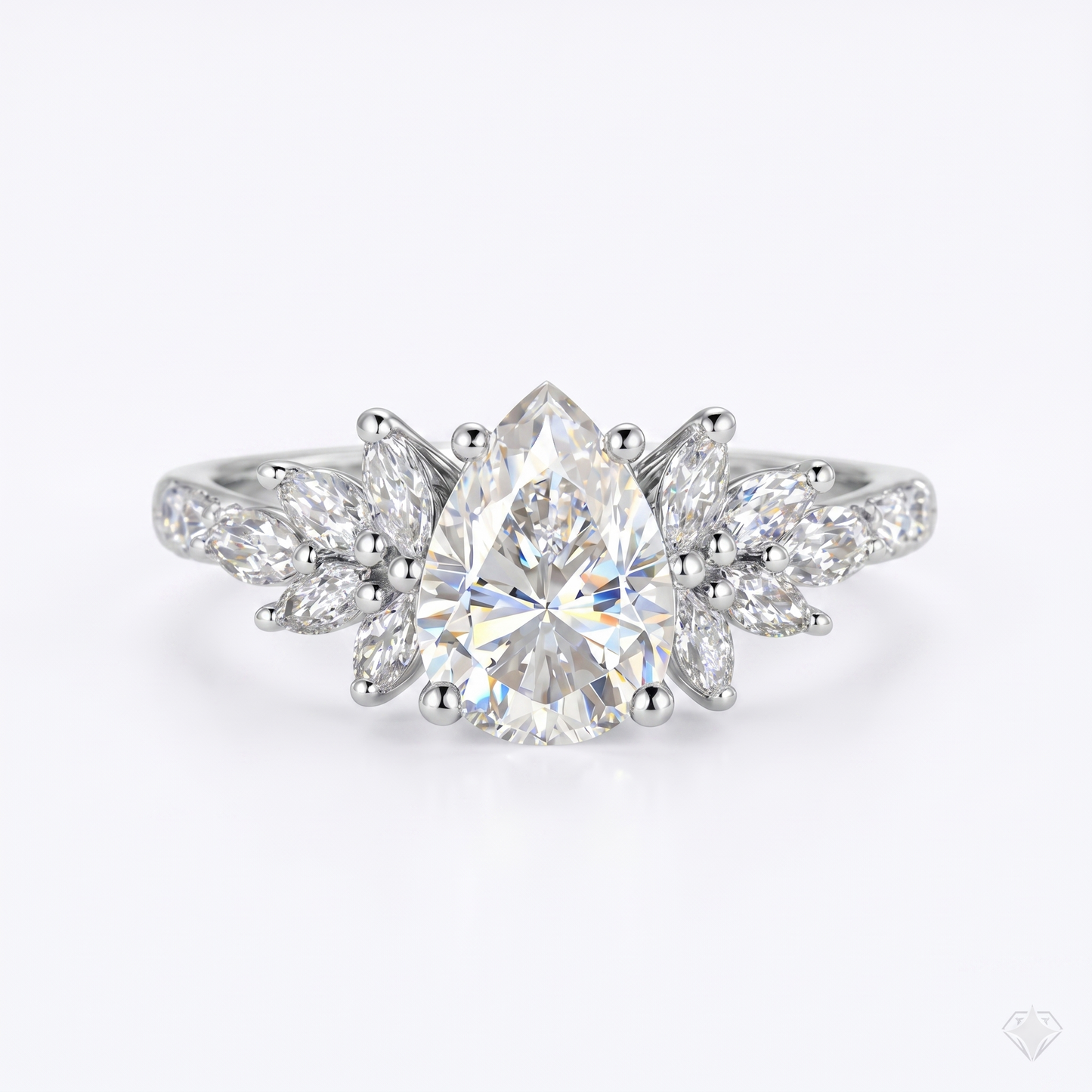 1.25 ct Pear Lab Diamond Engagement Ring | Vintage Floral
