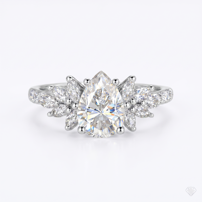 1.25 ct Pear Lab Diamond Engagement Ring | Vintage Floral