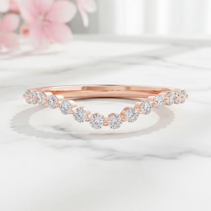 0.390Ct Lab Grown Diamond Floating Bubble Prong Band Curved Wedding Band