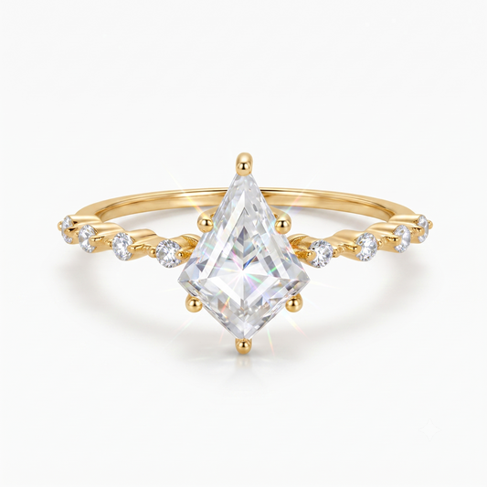 1.120ct Kite Lab Diamond Vintage Ring – Rose Gold