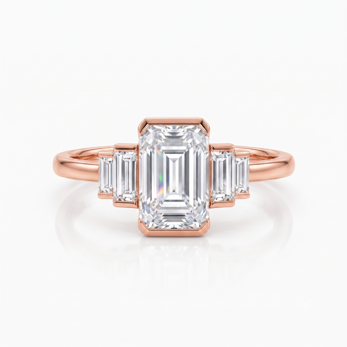 1.50 ct Five Stone Emerald Cut Lab Grown Diamond Engagement Ring