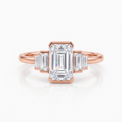 1.50 ct Five Stone Emerald Cut Lab Grown Diamond Engagement Ring