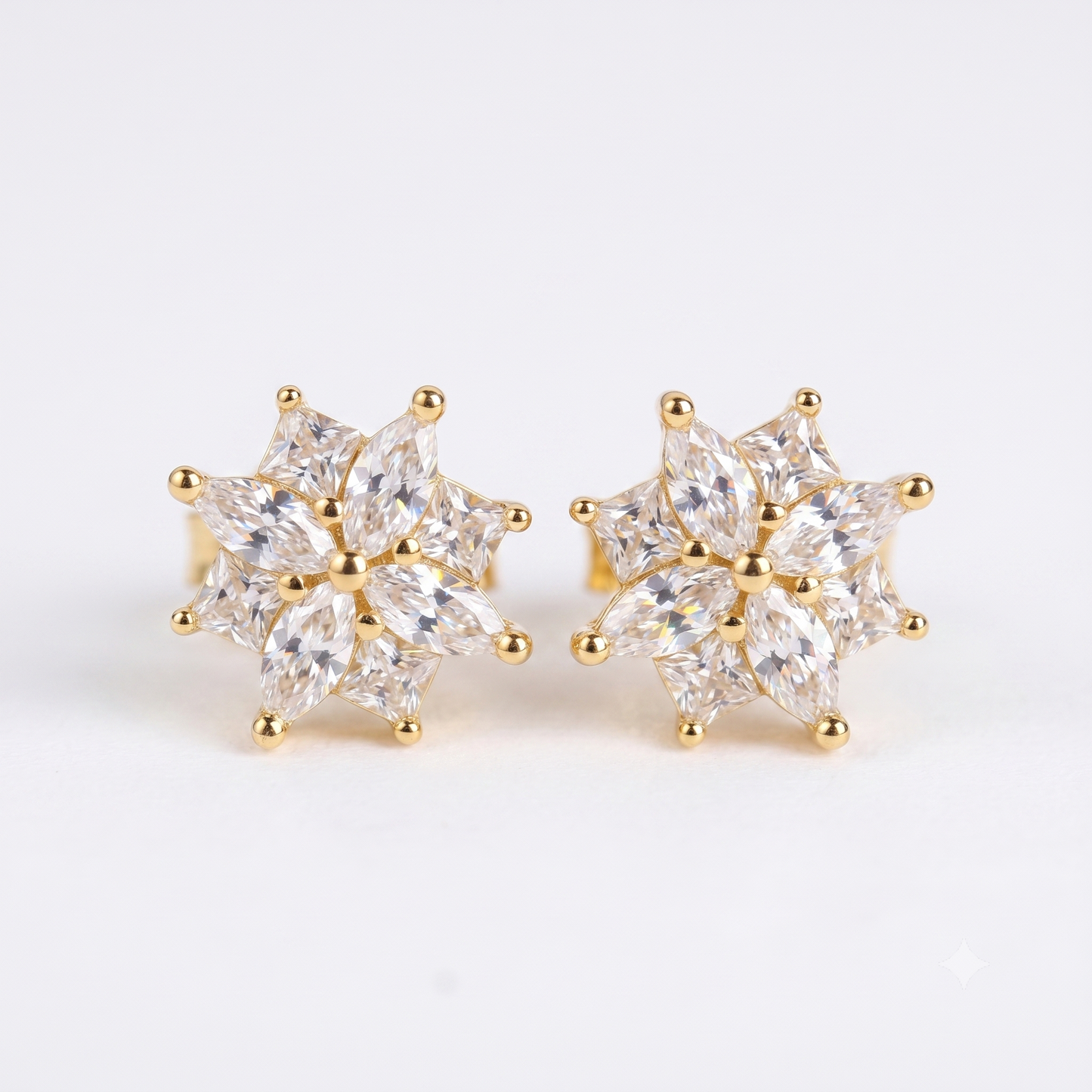 14k Gold Baguette and Princess Cluster Diamond Earrings for Women 58