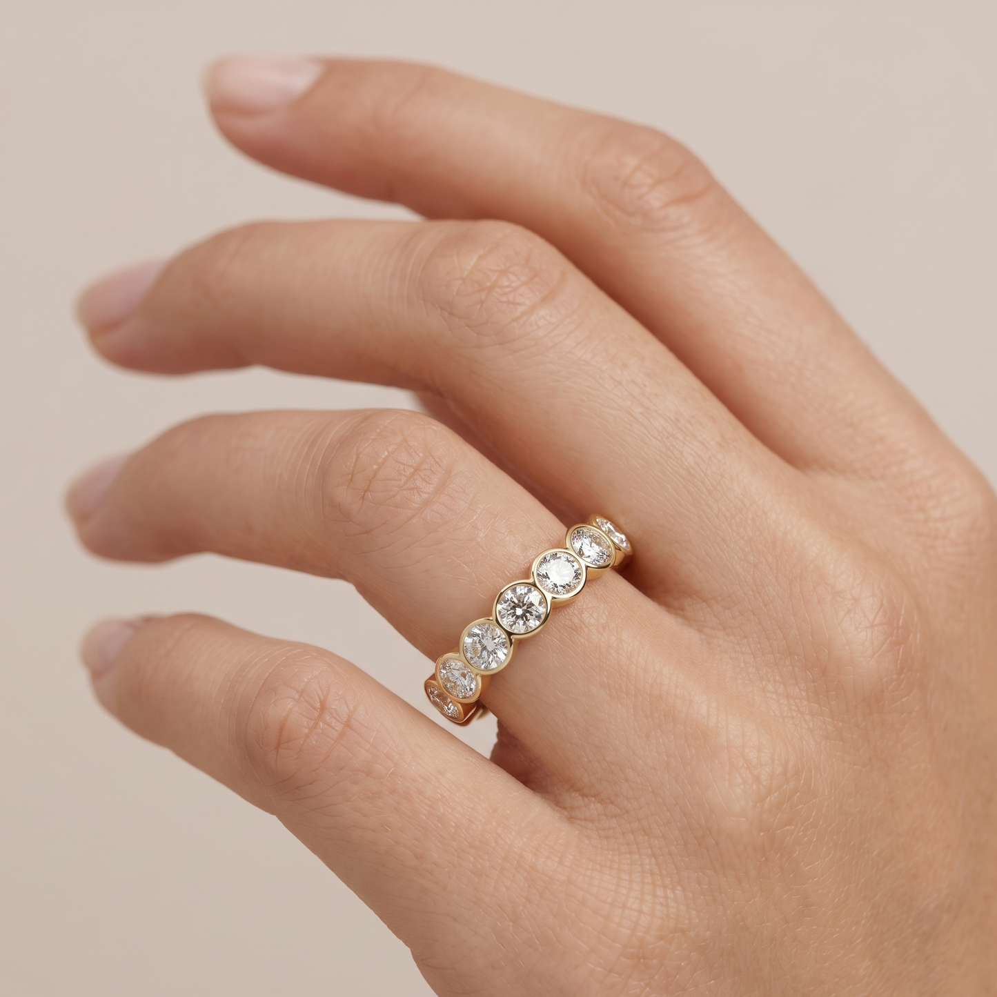 0.320 ct Diamond Half Eternity Ring - Bezel Set Lab Diamond Band