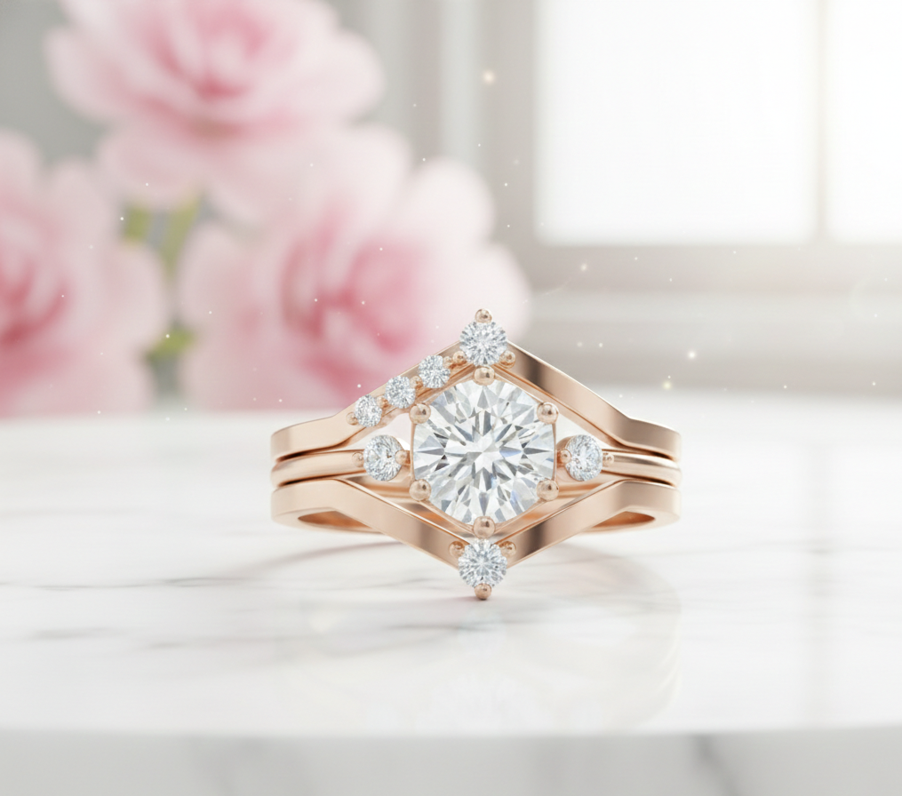 1.45 Ct Cushion Cut Lab Grown Diamond Engagement Ring Set
