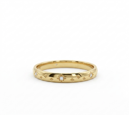 14K Solid Gold Starburst Lab Grown Diamond Ring