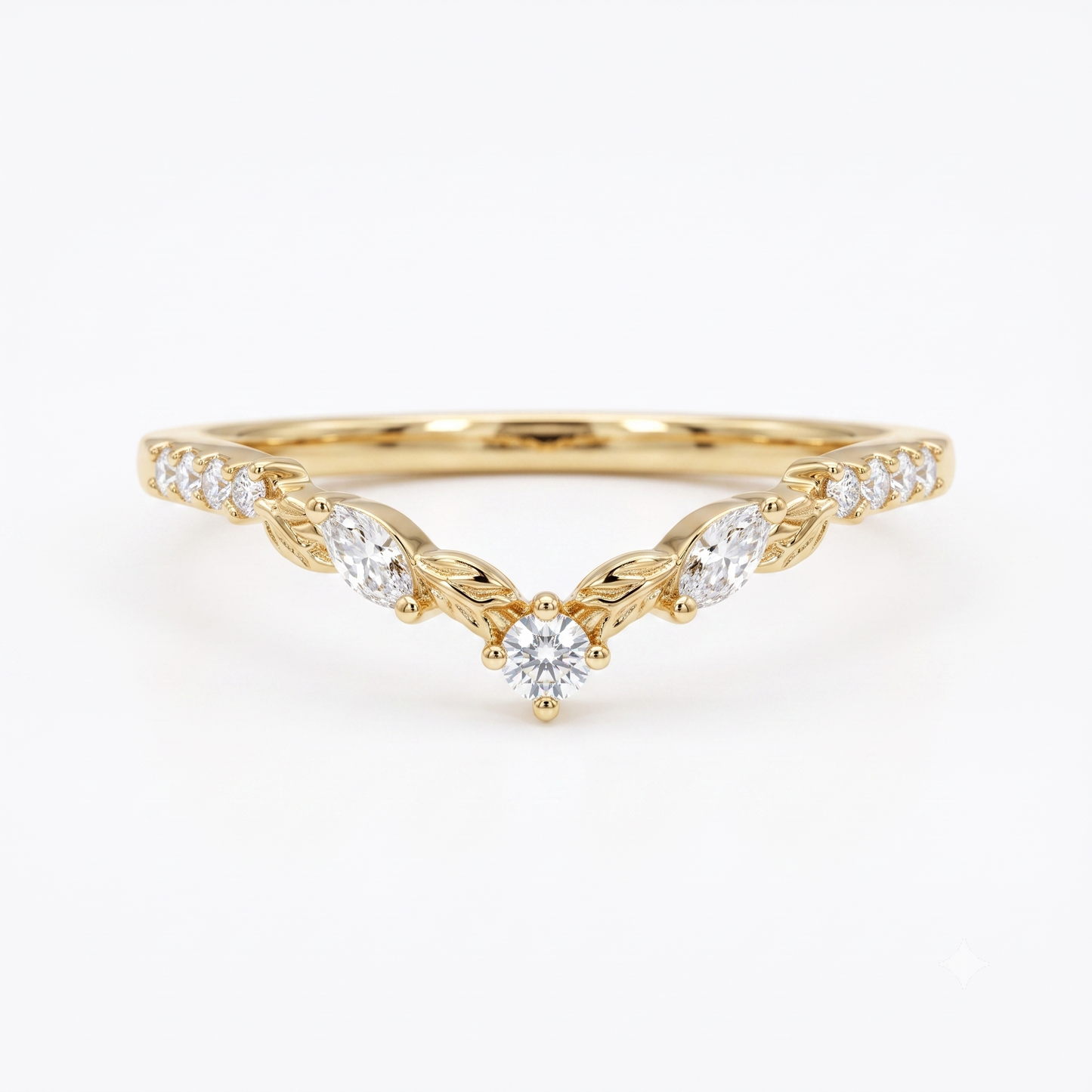 0.120 ct Lab Grown Diamond Curved Wedding Band Ring