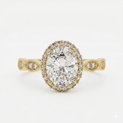 1.60CT Oval Halo Lab Grown Diamond Engagement Ring